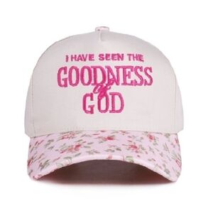 Floral Pink and White Embroidered Cap